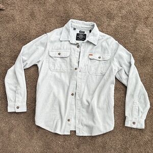 Buffalo David Bitton Light Gray Corduroy Button-Up Shirt